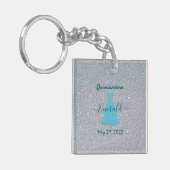 Glittering Quinceanera Herdenking Sleutelhanger (Voorkant Links)