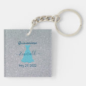 Glittering Quinceanera Herdenking Sleutelhanger (Achterkant)