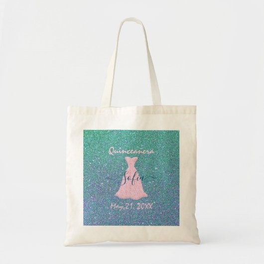 Glittering Quinceanera Herdenking Tote Bag (Voorkant)