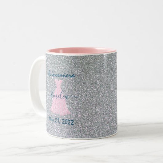 Glittering Quinceanera herdenking Two-Tone Coff Tweekleurige Koffiemok (Voorkant links)