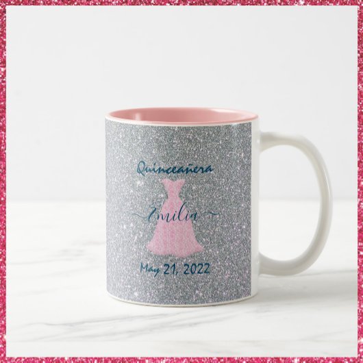 Glittering Quinceanera herdenking Two-Tone Coff Tweekleurige Koffiemok