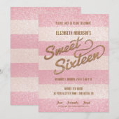 Glittering roze band Sweet Zestien Kaart (Voorkant / Achterkant)