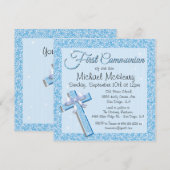 Glittering Sequin Blue First Community Invitation Kaart (Voorkant / Achterkant)