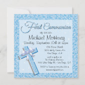 Glittering Sequin Blue First Community Invitation Kaart (Voorkant)