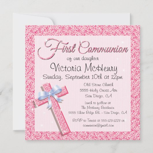 Glittering Sequin Pink Eerste Uitnodiging (Voorkant)