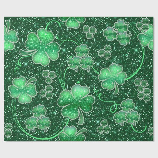 Glittering Shamrocks and Swirls ID289 Cadeaupapier (Vlak)