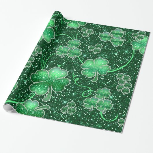 Glittering Shamrocks and Swirls ID289 Cadeaupapier (Uitgerold)