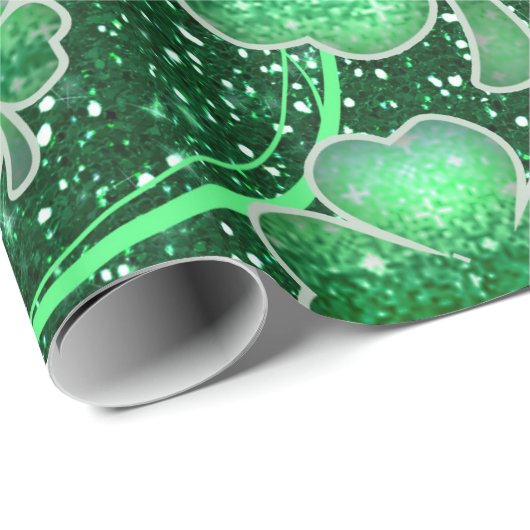 Glittering Shamrocks and Swirls ID289 Cadeaupapier (Rol Hoek)