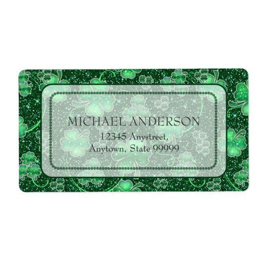 Glittering Shamrocks and Swirls ID289 Etiket (Voorkant)