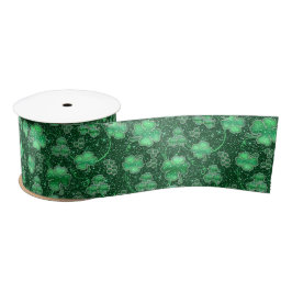 Glittering Shamrocks and Swirls ID289 Satijnen Lint