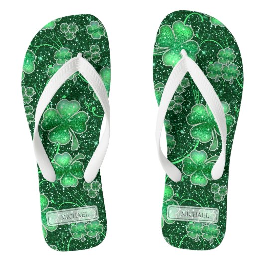 Glittering Shamrocks and Swirls ID289 Teenslippers (Voetbed)