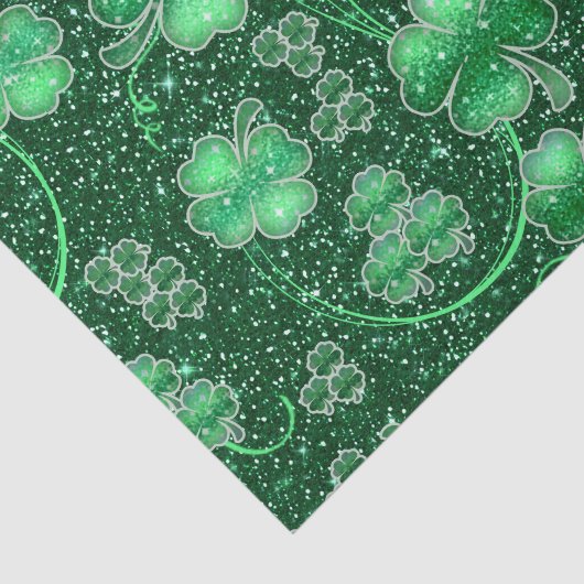 Glittering Shamrocks and Swirls ID289 Tissuepapier (Detail)