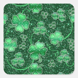 Glittering Shamrocks and Swirls ID289 Vierkante Sticker