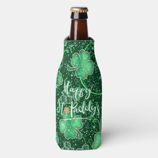 Glittering Shamrocks Happy St. Paddy's ID289 Flesjeskoeler (Fles Voorkant)
