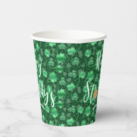 Glittering Shamrocks Happy St. Paddy's ID289 Papieren Bekers (Rechts)