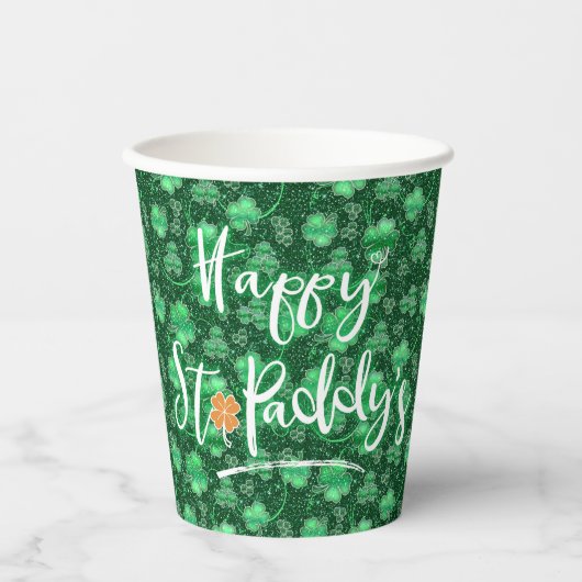 Glittering Shamrocks Happy St. Paddy's ID289 Papieren Bekers (Voorkant)