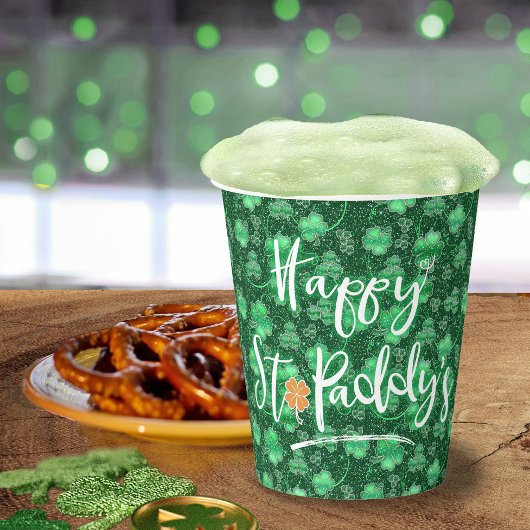 Glittering Shamrocks Happy St. Paddy's ID289 Papieren Bekers