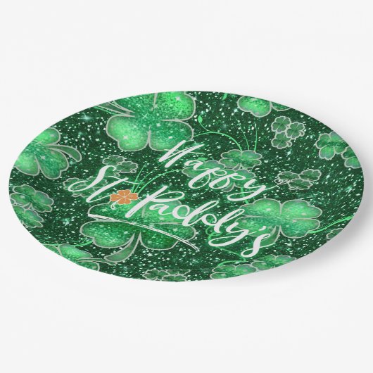 Glittering Shamrocks Happy St. Paddy's ID289 Papieren Bordje (Gekanteld)