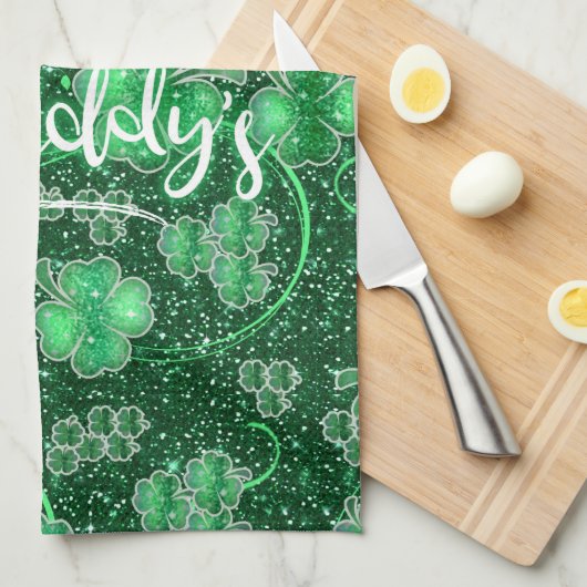 Glittering Shamrocks Happy St. Paddy's ID289 Theedoek (Quarter Fold)