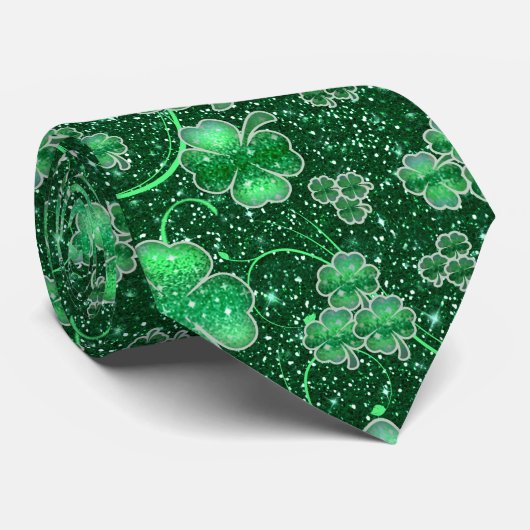 Glittering Shamrocks Pattern ID289 Stropdas (Opgerold)