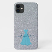 Glittering Silver Blue Gown Case-Mate iPhone Case (Achterkant)