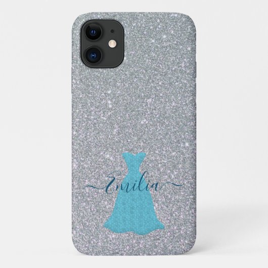 Glittering Silver Blue Gown Case-Mate iPhone Case (Achterkant)