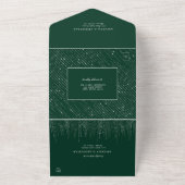 Glittering Silver Emerald Green Modern Wedding All In One Uitnodiging (Buitenkant)