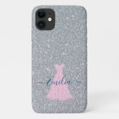 Glittering Silver Pink Gown Case-Mate iPhone Case (Achterkant)