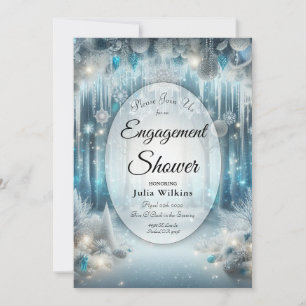 Glittering Snowy Forest Verloving Shower Kaart