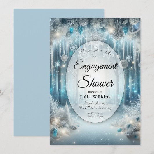 Glittering Snowy Forest Verloving Shower Kaart (Voorkant / Achterkant)