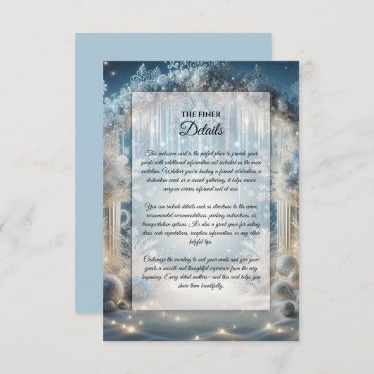 Glittering Snowy Forest Wedding Informatiekaartje (Voorkant / Achterkant)