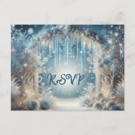 Glittering Snowy Forest Wedding RSVP Briefkaart