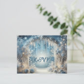Glittering Snowy Forest Wedding RSVP Briefkaart (Staand voorkant)