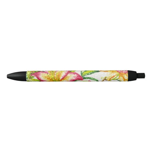 Glittering Spring Floral Tapestry Zwarte Inkt Pen (Voorkant)
