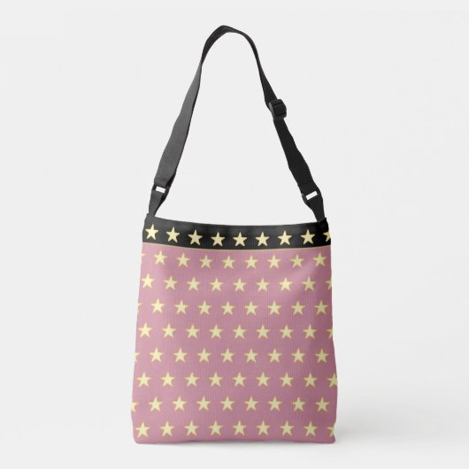 Glittering sterpatroon op roos goud crossbody tas (Achterkant)