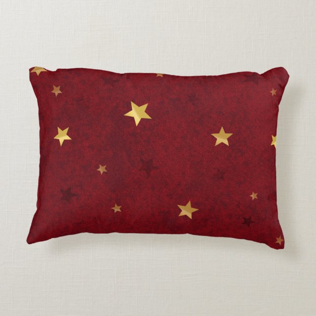Glittering sterren Royal Red Accent Kussen (Achterkant)