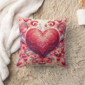 Glittering Swirl Pink Heart Throw Pillow Kussen (Deken)