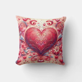 Glittering Swirl Pink Heart Throw Pillow Kussen