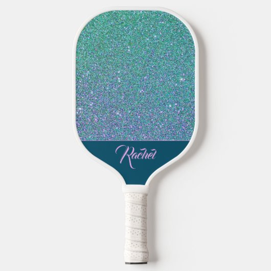Glittering Turquoise en Paars Pickleball Paddle (Voorkant)