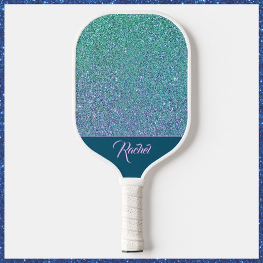 Glittering Turquoise en Paars Pickleball Paddle