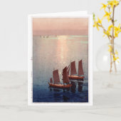 Glittering Zee, Hiroshi Yoshida, Woodcut Kaart (Gele Bloem)