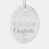 Glittering zilverconfetti | Mijn eerste kerstjaar Keramisch Ornament (Rechts)