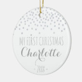Glittering zilverconfetti | Mijn eerste kerstjaar Keramisch Ornament (Links)