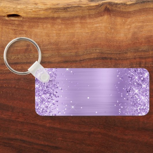 Glitterislavendel Folie Fancy monogram Sleutelhanger (Achterkant)