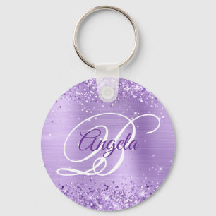 Glitterislavendel Folie Fancy monogram Sleutelhanger