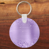 Glitterislavendel Folie Fancy monogram Sleutelhanger (Achterkant)