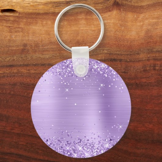 Glitterislavendel Folie Fancy monogram Sleutelhanger (Achterkant)