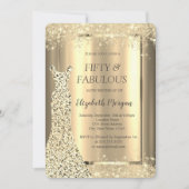 Glitterjurk Gouden Confetti 50ste Verjaardag   Kaart (Voorkant)