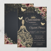 Glitterjurk, Vlinder Bloemenconfetti Kaart (Voorkant / Achterkant)