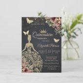 Glitterjurk, Vlinder Bloemenconfetti Kaart (Staand voorkant)